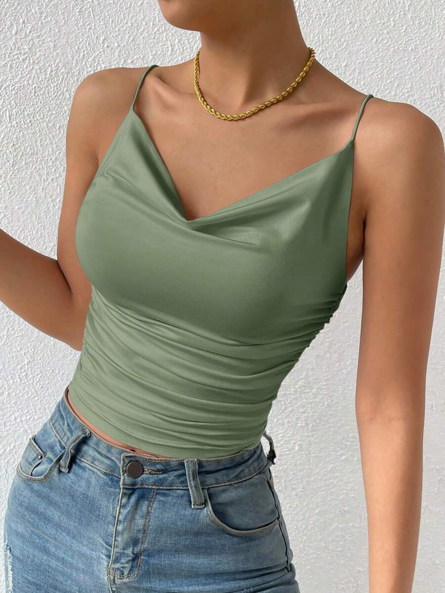 SHEIN Clasi Women's Solid Color  Camisole - Olive Green - View 1