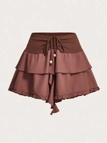 SHEIN Qutie Kích thước lớn Nâu Mùa hè Váy - màu nâu - Xem 1