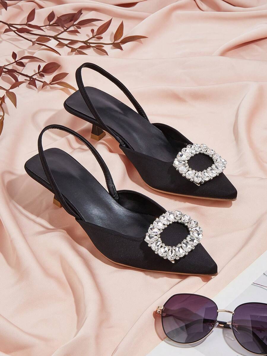 女士高跟尖頭新款鞋，時尚優雅 - 黑色 - 查看 1