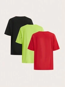 SHEIN SXY 3 Piezas Camisetas De Manga Corta Suelta Con Estampado De Coche De Carreras - Multicolor - Ver 8