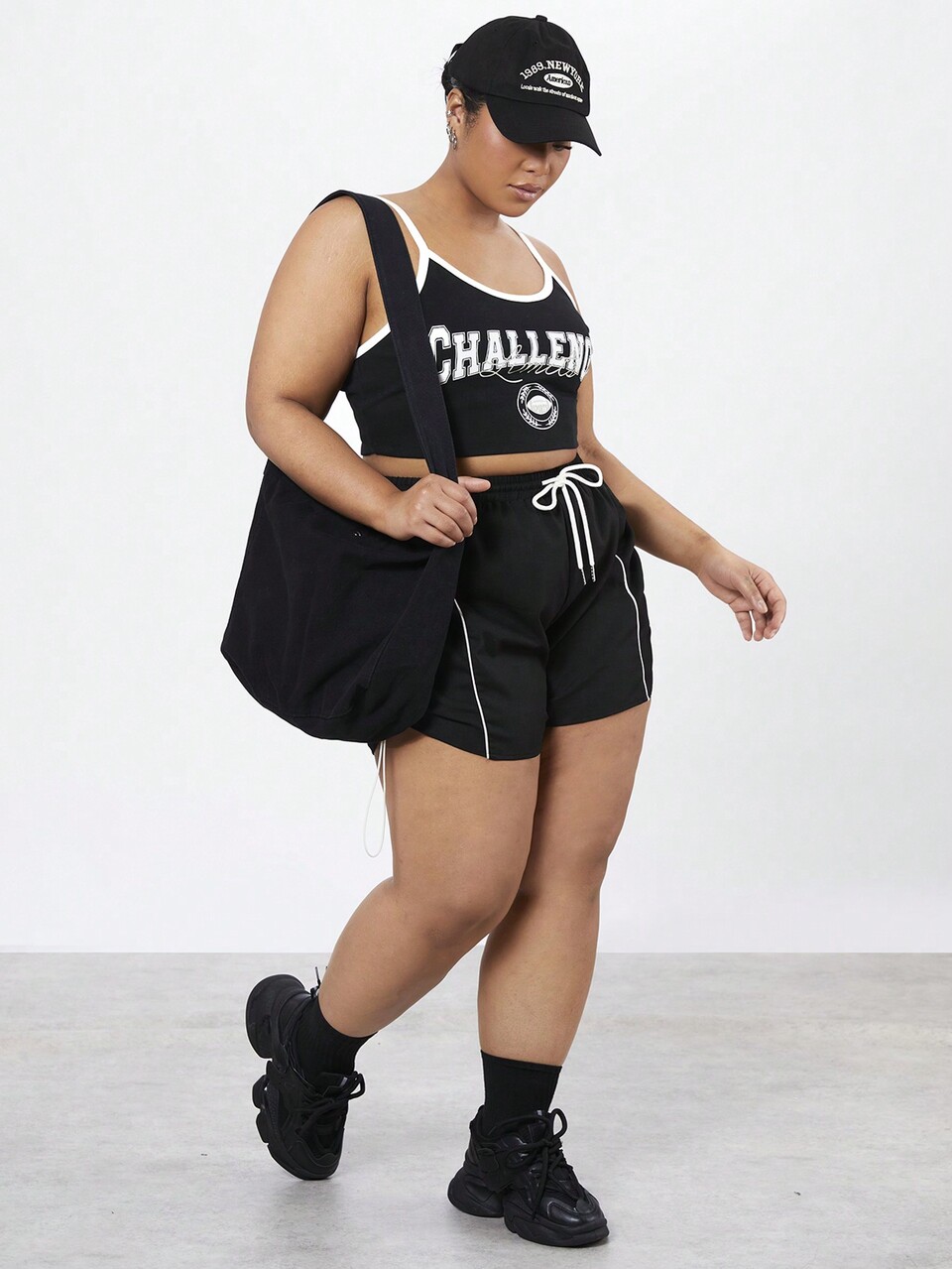 Plus Size Women's Rugby Printed Cropped Camisole Top