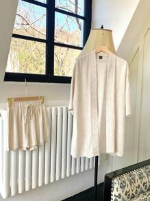 Comfortcana Conjunto Suelto De Dos Piezas Con Hombros Caídos Para Mujer - Albaricoque - Ver 6