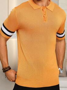 Manfinity Homme Men's Striped Short Sleeve Knitted Sweater - Multicolor - View 1