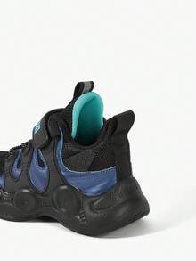 JNSQ 男孩魔術貼系帶設計字母圖案休閒籃球鞋適合春天 - 彩色 - 查看 10