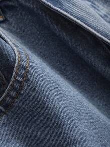 DAZY Shorts de mezclilla sueltos de unicolor de felpa para mujer, ropa de vuelta a la escuela