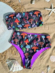Laura Lessa designs e prints Women's Vacation Beach Mushroom Print Bikini Set, Halloween - Multicolor - View 1