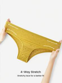 LUVLETTE 性感内衣 3 件装 中腰 弹力 舒适 蕾丝 性感 女士 内衣 内裤 套装 - 彩色 - 查看 2