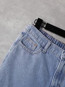 SHEIN Quần Jeans Rách Thời Trang, Cá Tính, Thoải Mái Cho Bé Trai Tuổi Teen Có Hiệu Ứng Giặt Giặt - Rửa nhẹ - Xem 5