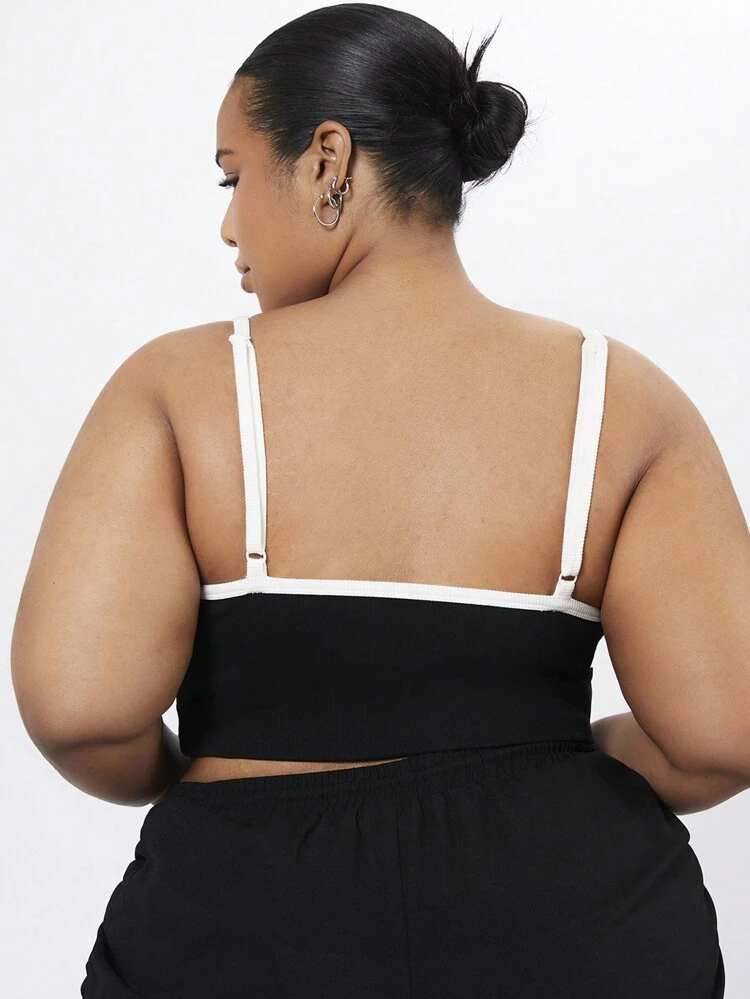 Plus Size Women's Rugby Printed Cropped Camisole Top