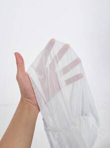 SHEIN ICON Off The Shoulder Flounce Sleeve Ruched Mesh Top Without Cami Top - White - View 5