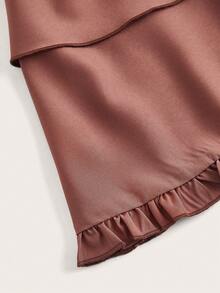 SHEIN Qutie Kích thước lớn Nâu Mùa hè Váy - màu nâu - Xem 3