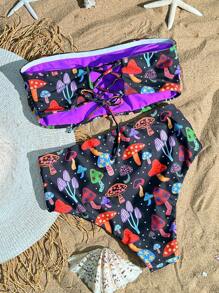 Laura Lessa designs e prints Women's Vacation Beach Mushroom Print Bikini Set, Halloween - Multicolor - View 2