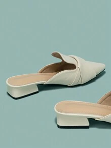 2025 Otoño Cómodas y versátiles mulas con tacón para mujer, zapatos de punta fina suave con cierre deslizante para el verano