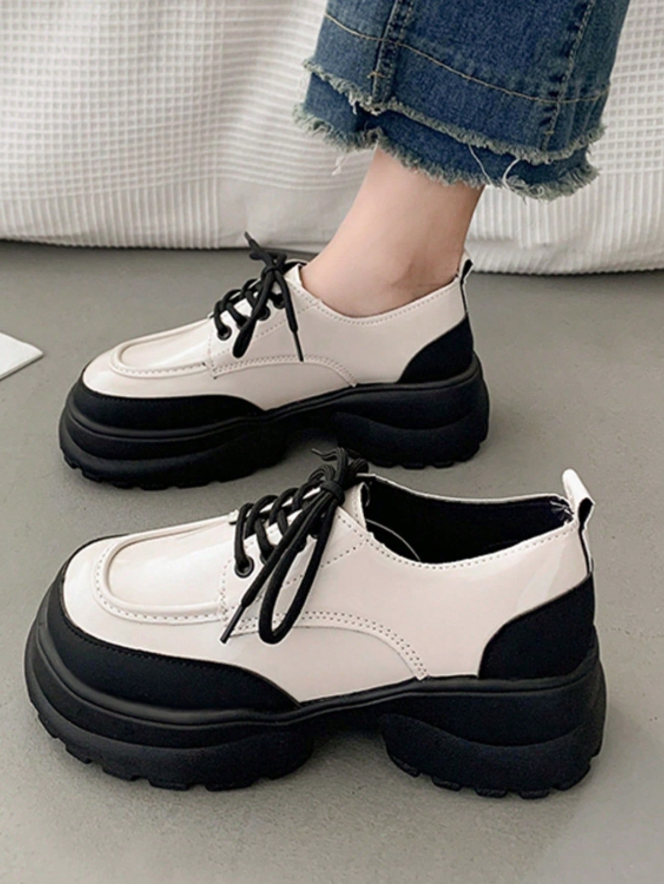 ●MOODNIGHT● ZOEY Stitch Mary Jane Sneaker Loafer (4色) 6cm ○MOODNIGHT○ ZOEY Stitch Mary Jane Sneaker Loafer (4色) 6cm