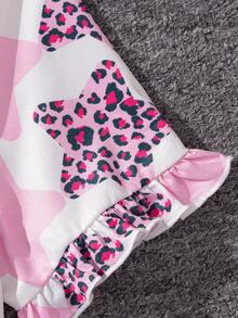 SHEIN 3 cái/bộ Thành thị Giải trí Vòng cổ Áo thun Với Niềm vui In chữ cái và hình trái tim Và Chi tiết Frill Đối với Bé gái tuổi teen - Nhiều màu - Xem 5