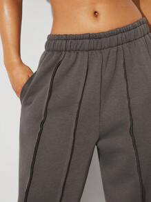 Denimoi Seam Raw Edge Wide Leg Sweatpants - Grey - View 4