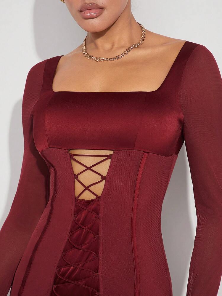 Lace Up Cut Out Bodycon Dress