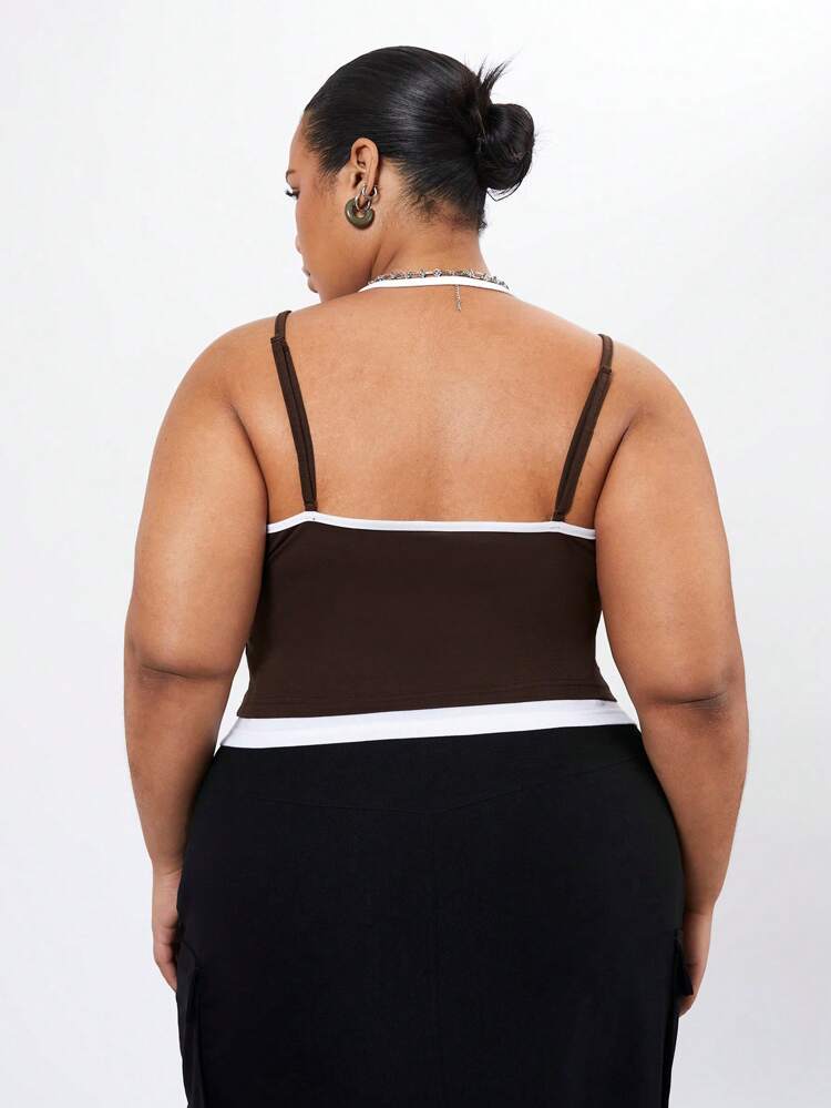Plus Size Women's 2 In 1 Color Block Cami Top