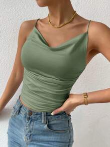 SHEIN Clasi Women's Solid Color  Camisole - Olive Green - View 4