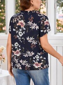 SHEIN Clasi Kích thước lớn In hoa Nút Vòng cổ Giải trí Áo sơ mi - Nhiều màu - Xem 2