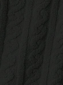 SHEIN LUNE Double Breasted Lapel Neck Teddy Coat - Black - View 6