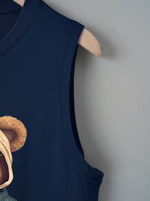 Manfinity Dauomo Camiseta De Tirantes Para Hombre Con Cuello Redondo Y Estampado De Patrón De Oso