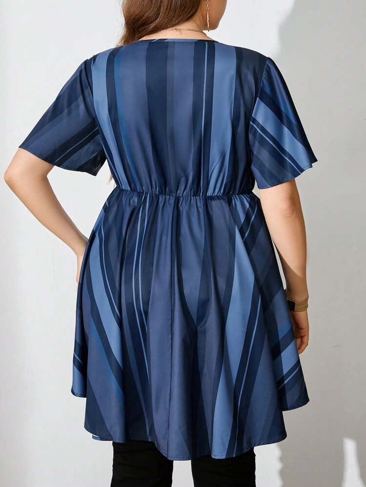 Plus Size Women'S Striped Mom Shirts For Summer