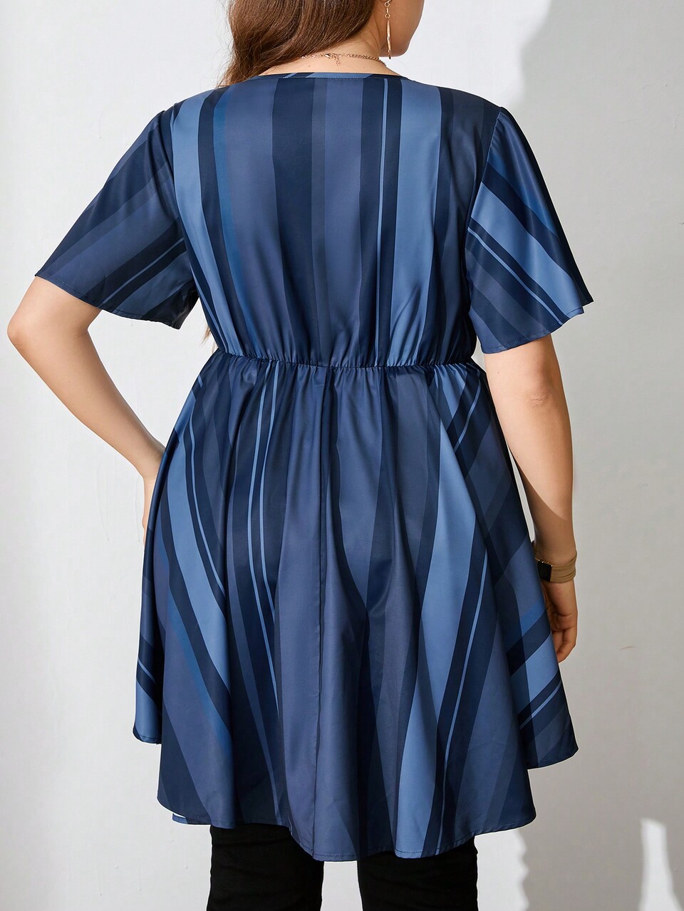 Plus Size Women'S Striped Mom Shirts For Summer