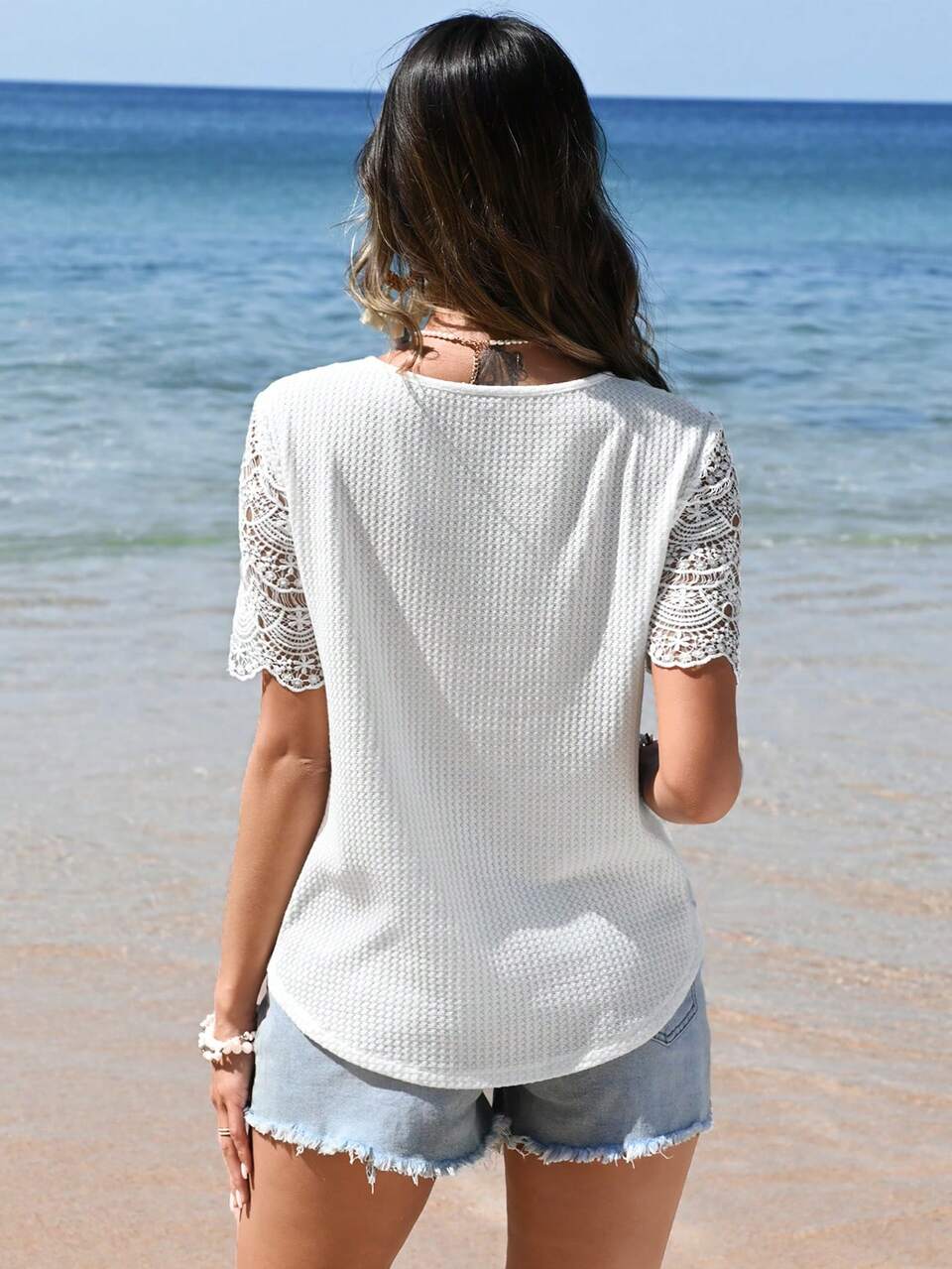 Maternity Lace Patchwork Short Sleeve T-Shirt