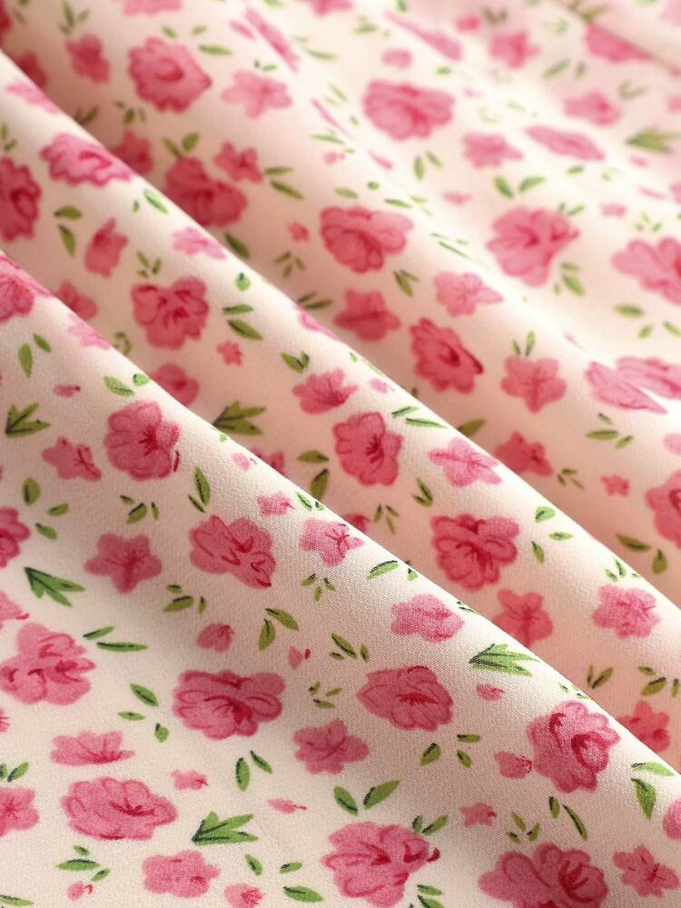 Teenage Girl's Woven Splicing Patchwork Floral Pattern Cami Dress