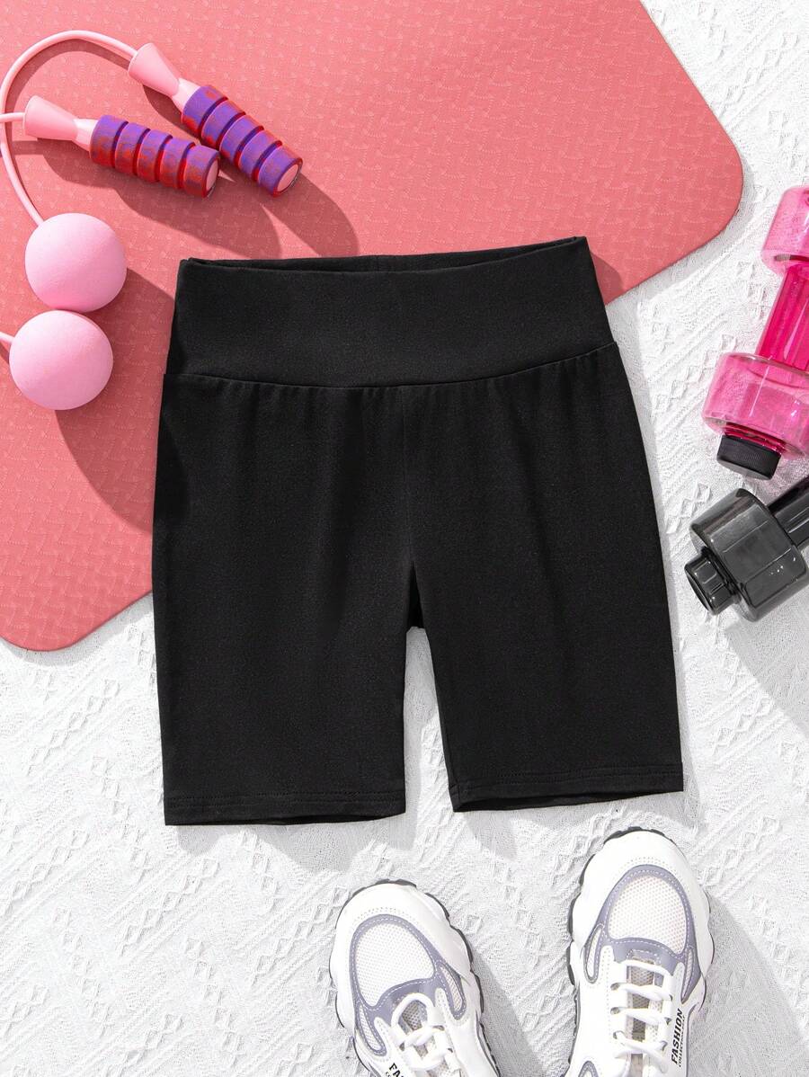 SHEIN Tween女孩休閒運動七分緊身褲，適用於夏季