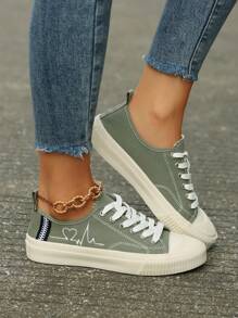 Fall/Winter 2024 New Style Women's Casual Sports Shoes, Green Low-Cut Sneakers For Women