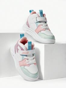 JNSQ Girls Hook-and-loop Fastener Lace Up Design Letter Graphic Chunky Shoes For Spring - Multicolor - View 5