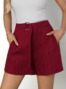 SHEIN Clasi Shorts Pour Femmes Épais De Couleur Unie, Coupe Slim - Fushia - Voir 4