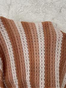 SHEIN Holidaya 女性加大碼條紋偏移前縫連身裙 - 卡其色 - 查看 6