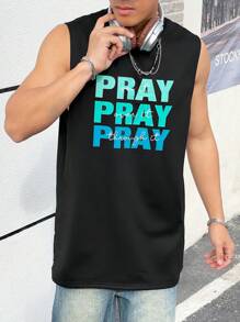 Manfinity Hypemode Men's Loose Fit Tank Top With Letter Print - Black - View 6