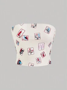 SHEIN Qutie Top tubo casual con estampado de flores Y2K