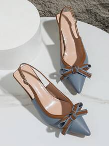 新款女士鞋履，舒适百搭的麂皮绒高跟鞋，尖头设计，饰以手工花朵（花朵方向随机），情人节、优雅、猫跟、派对必备。 - 藍色 - 查看 5