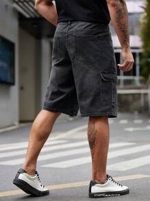 Manfinity Homme Kích thước lớn Nam Đen Denim Trang phục làm việc Phù hợp thẳng Quần short - màu đen - Xem 2