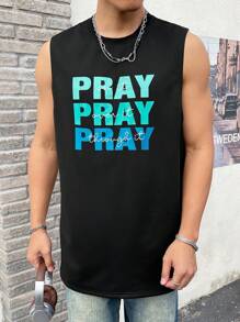 Manfinity Hypemode Men's Loose Fit Tank Top With Letter Print - Black - View 5