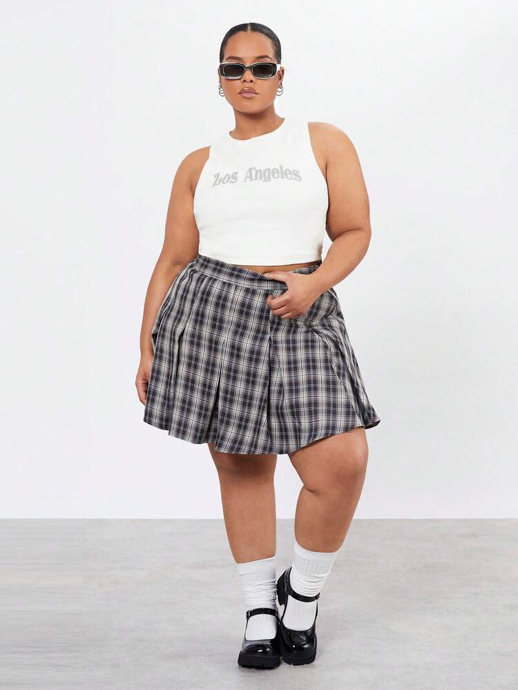 Plus Size Women's Los Angeles Printed Crop Top Tank Top