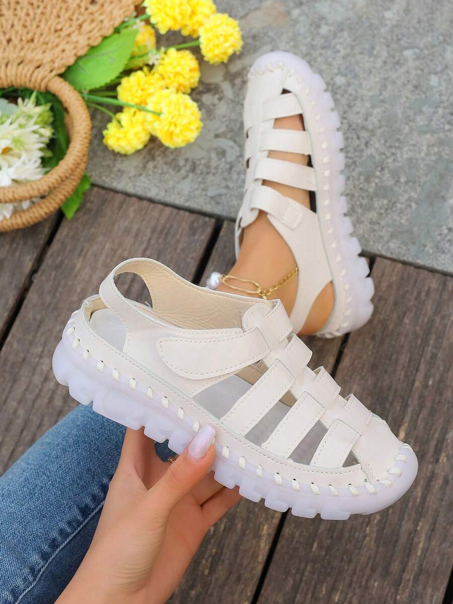 Mùa xuân/Mùa hè Đúng mốt Thời gian rảnh rỗi Dép xăng đan Với Mềm mại & Thoải mái Thoáng khí Thạch Đế In Thanh lịch Phong cách Đối với phụ nữ - Màu be - Xem 1