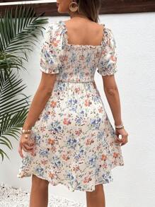 SHEIN Maternity & Nursing Floral Print Off Shoulder Wrap Dress - Multicolor - View 2