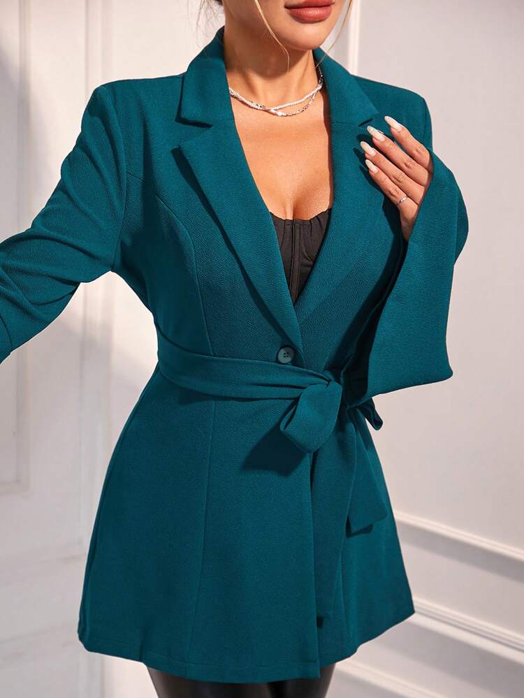 Women's Solid Color Bell Sleeve Blazer