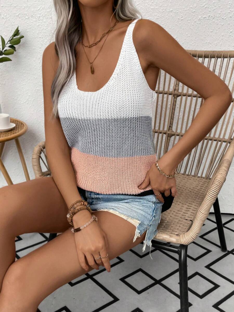 SHEIN LUNE 女士色塊針織毛衣 - 彩色 - 查看 1