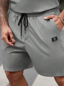 Manfinity VCAY 2pcs/Set Men's Plus Size Casual T-Shirt And Shorts Set - Grey - View 4