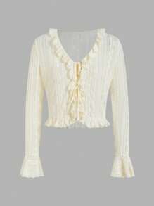 SHEIN Privé Lace Open-Front Sun Protection Top