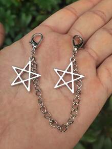 ROMWE Grunge Punk 朋克风格个性化星星吊饰鞋饰秋季，鞋配件适合春夏海滩或日常穿着的女士男士鞋 - 銀色 - 查看 2