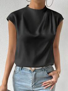 Chiquease 素色蝙蝠袖襯衫 - 黑色 - 查看 1