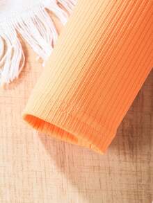 SHEIN Cô gái Hoa In Vá lại Xù Hoa Sen Tay áo dài Đầm - Màu Cam san hô - Xem 4